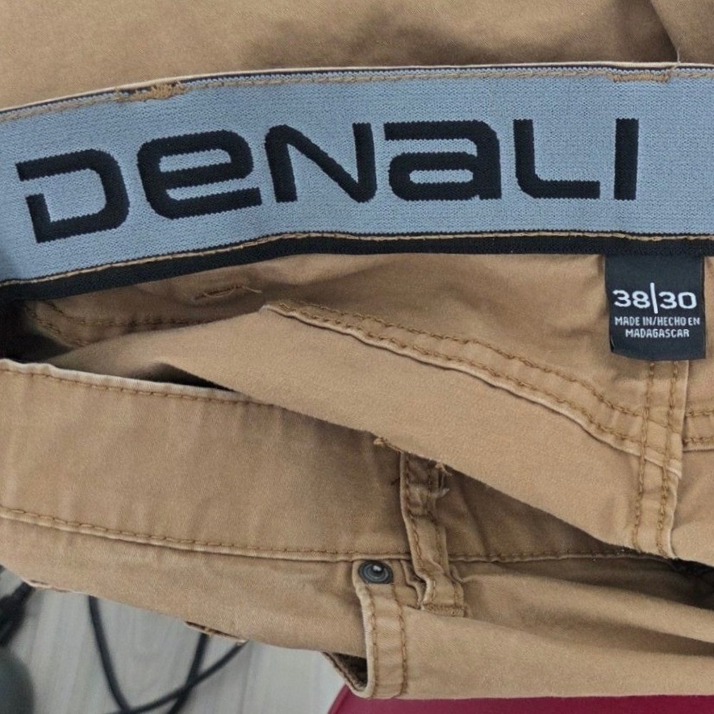 Denali Mens Tan Brown Casual Straight Leg Pants 38x30 Elastic Waistband-abrasion